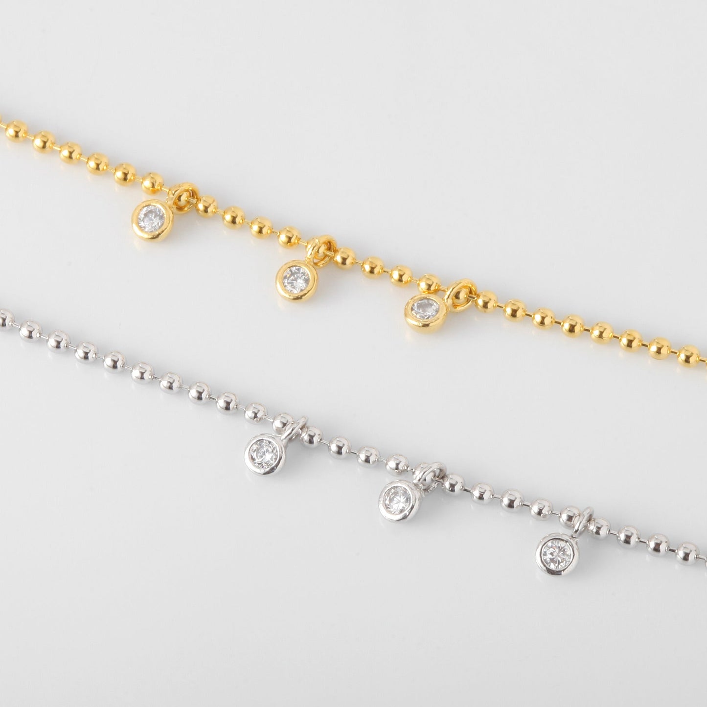 Tiny Dot Ball Chain Bezel CZ Bracelet