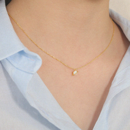 Tiny Opal Stone Necklace Planet Universe