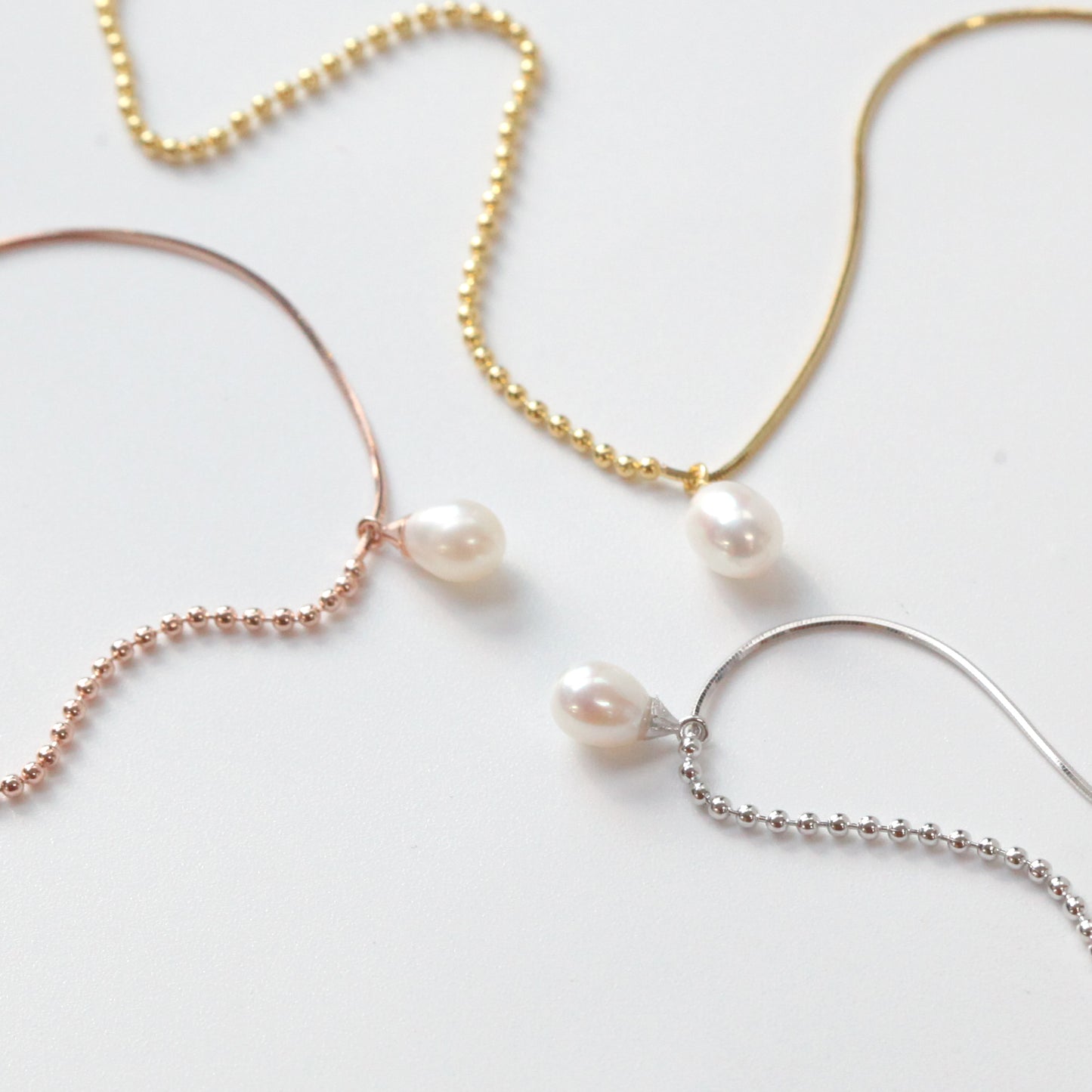 Half Dot Herringbone Chain with Freshwater Pearl 925 Silver