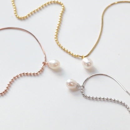 Half Dot Herringbone Chain with Freshwater Pearl 925 Silver