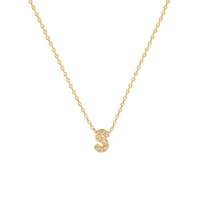 Tiny Initial Cubic Zirconia Pendant Necklace