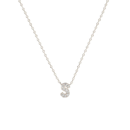 Tiny Initial Cubic Zirconia Pendant Necklace