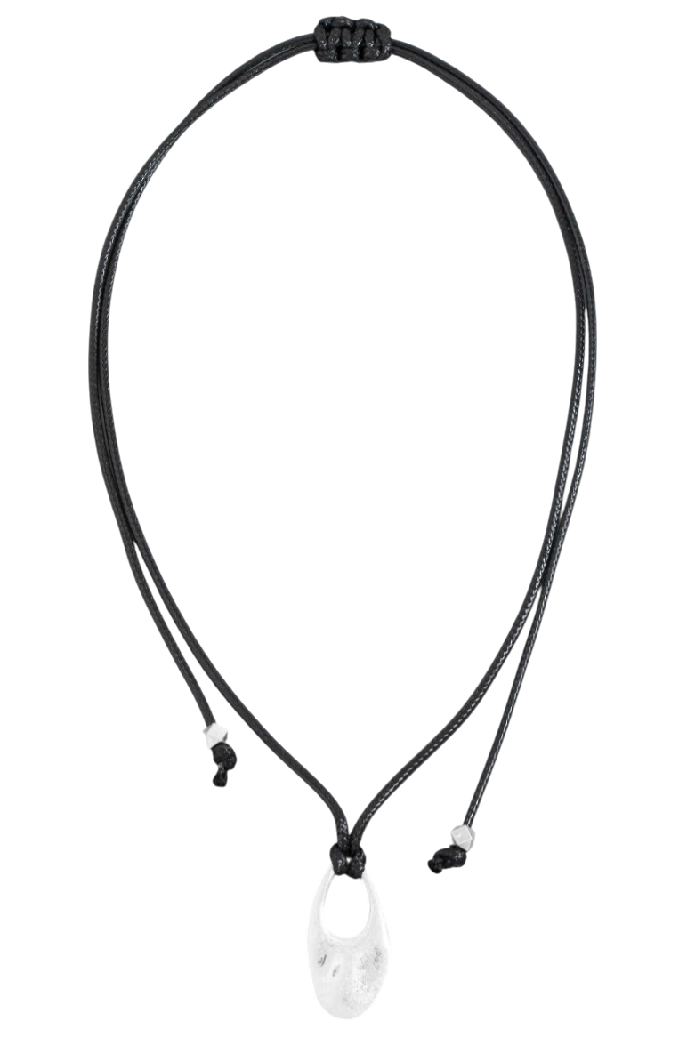 Cord Necklace with Oval Cut Out Pendant