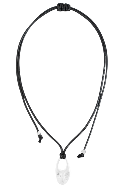 Cord Necklace with Oval Cut Out Pendant