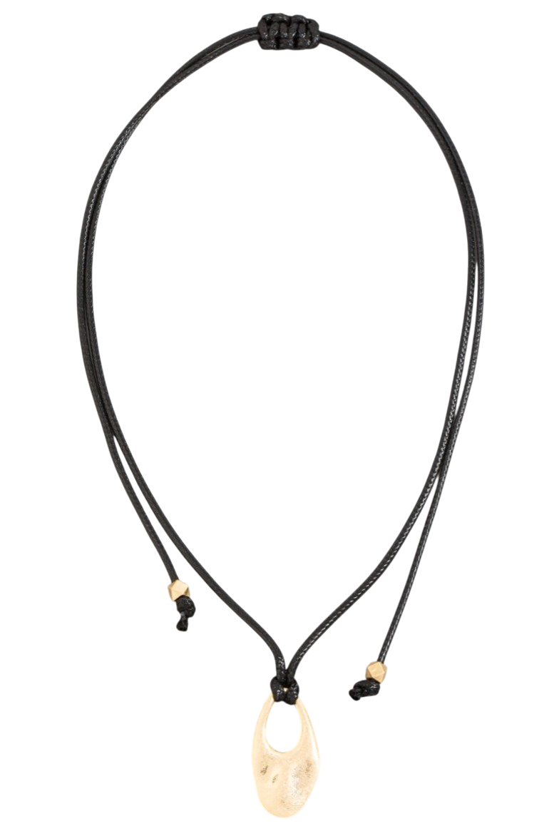 Cord Necklace with Oval Cut Out Pendant