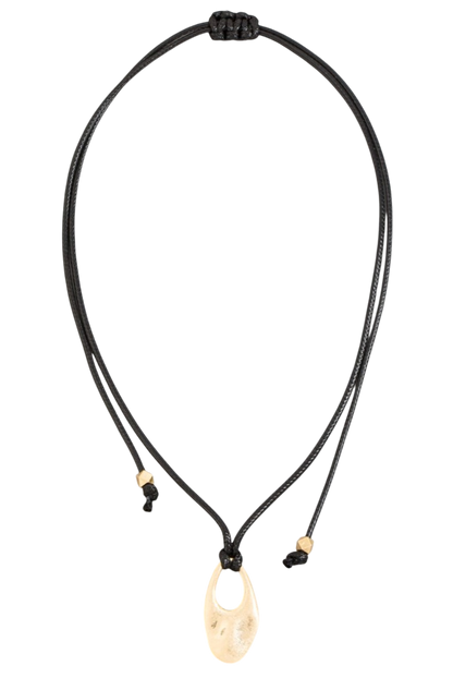 Cord Necklace with Oval Cut Out Pendant