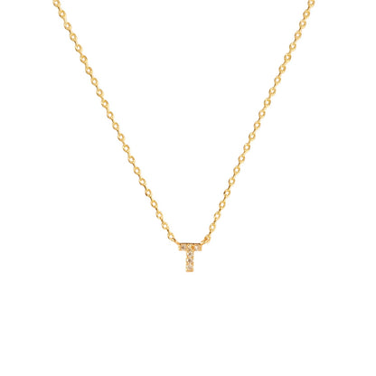Tiny Initial Cubic Zirconia Pendant Necklace