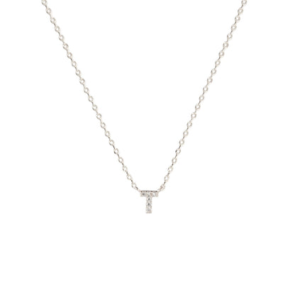 Tiny Initial Cubic Zirconia Pendant Necklace