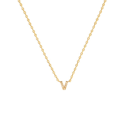 Tiny Initial Cubic Zirconia Pendant Necklace