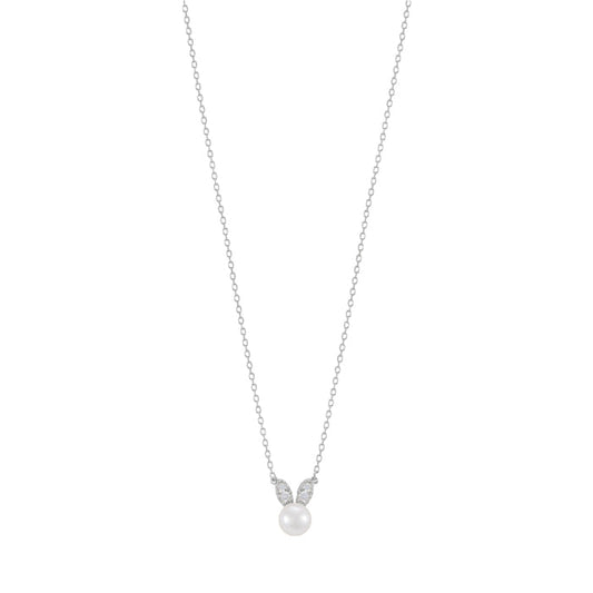 Freshwater Pearl Cubic Zirconia Ears Necklace