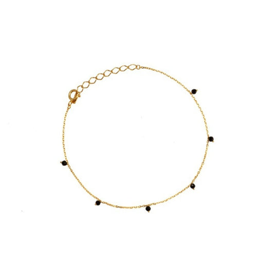 Single Mini Black Spinel Stone Station 925 Bracelet