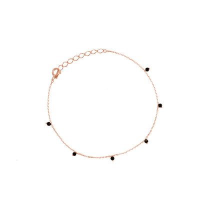Single Mini Black Spinel Stone Station 925 Bracelet