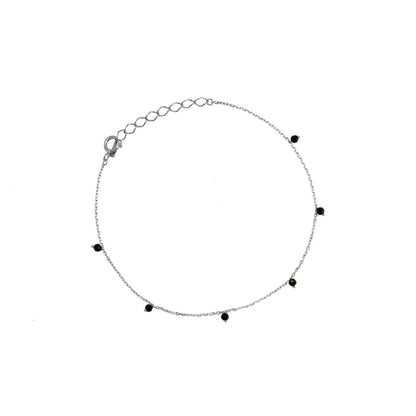 Single Mini Black Spinel Stone Station 925 Bracelet