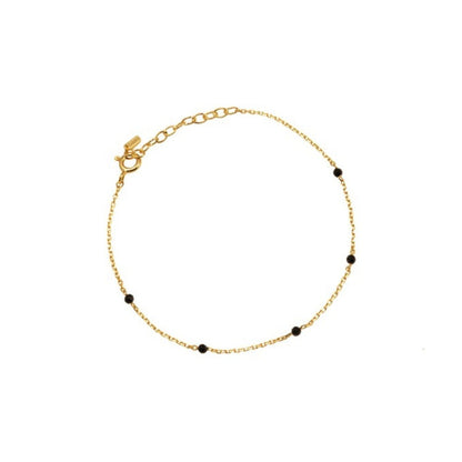 Mini Black Spinel Stone Station 925 Bracelet