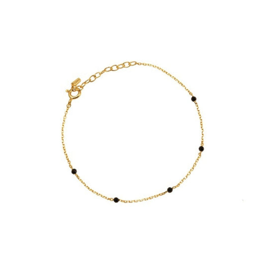 Mini Black Spinel Stone Station 925 Bracelet