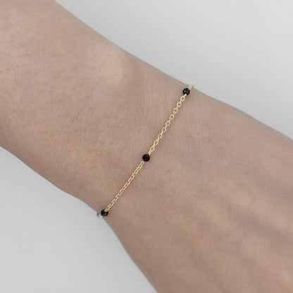 Mini Black Spinel Stone Station 925 Bracelet