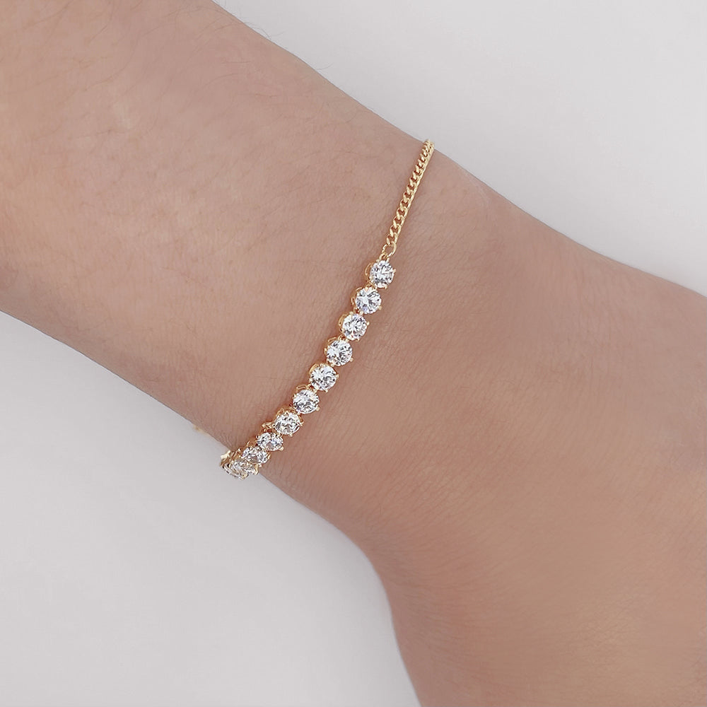Tennis Cubic Zirconia Chain Bracelet 925 Silver