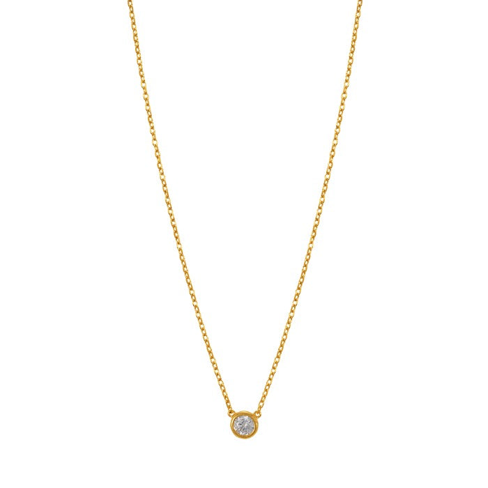 CZ Bezel 4mm Stud Standard Chain Necklace