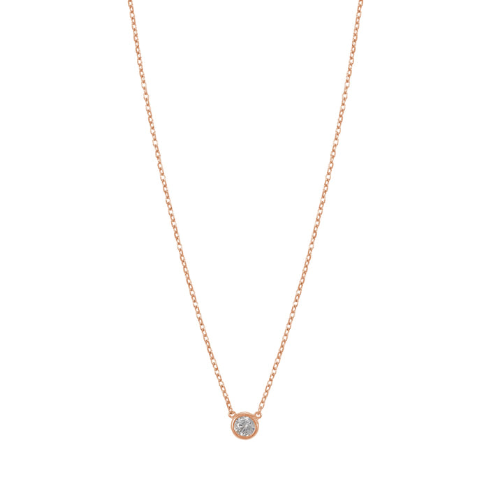 CZ Bezel 4mm Stud Standard Chain Necklace