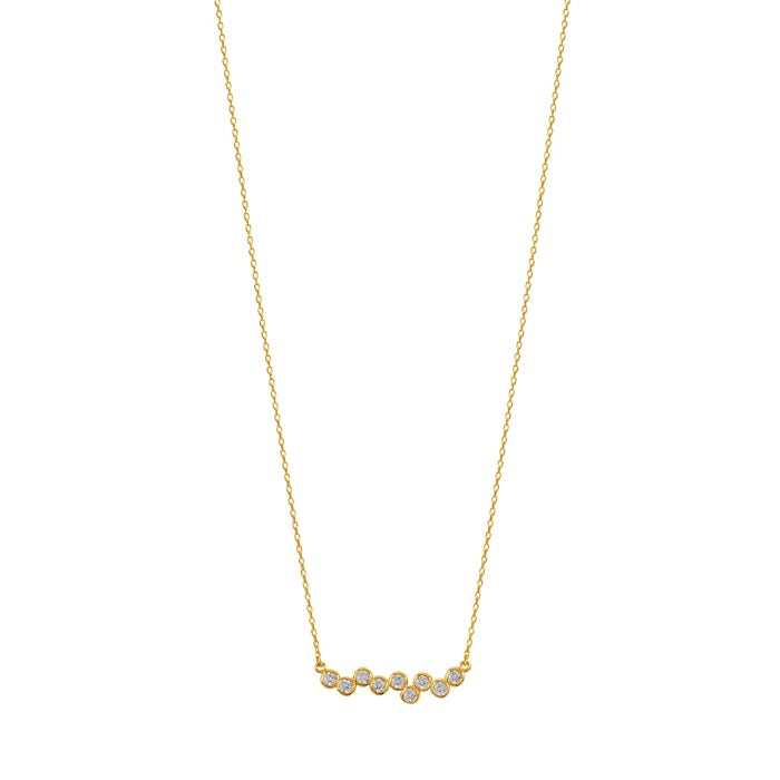 Bezel Cubic Zirconia Bar Solid Silver Necklace