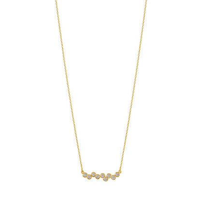 Bezel Cubic Zirconia Bar Solid Silver Necklace