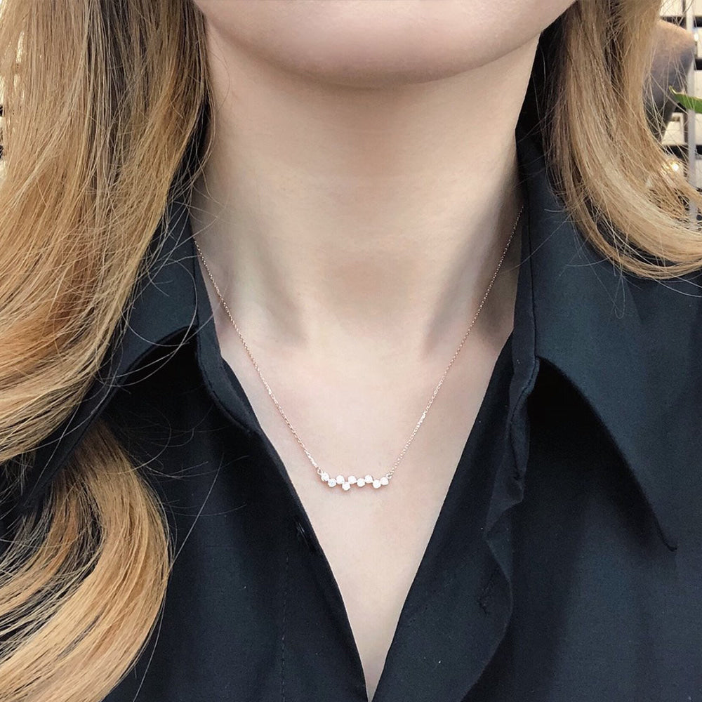 Bezel Cubic Zirconia Bar Solid Silver Necklace