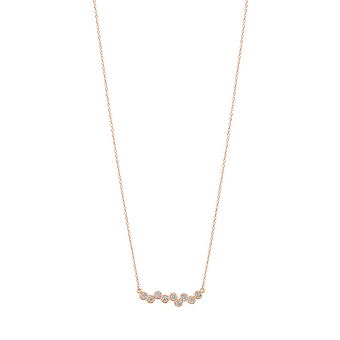 Bezel Cubic Zirconia Bar Solid Silver Necklace