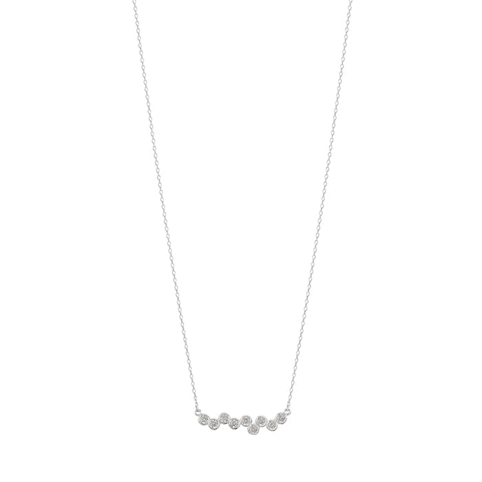 Bezel Cubic Zirconia Bar Solid Silver Necklace