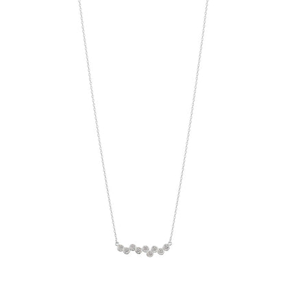 Bezel Cubic Zirconia Bar Solid Silver Necklace