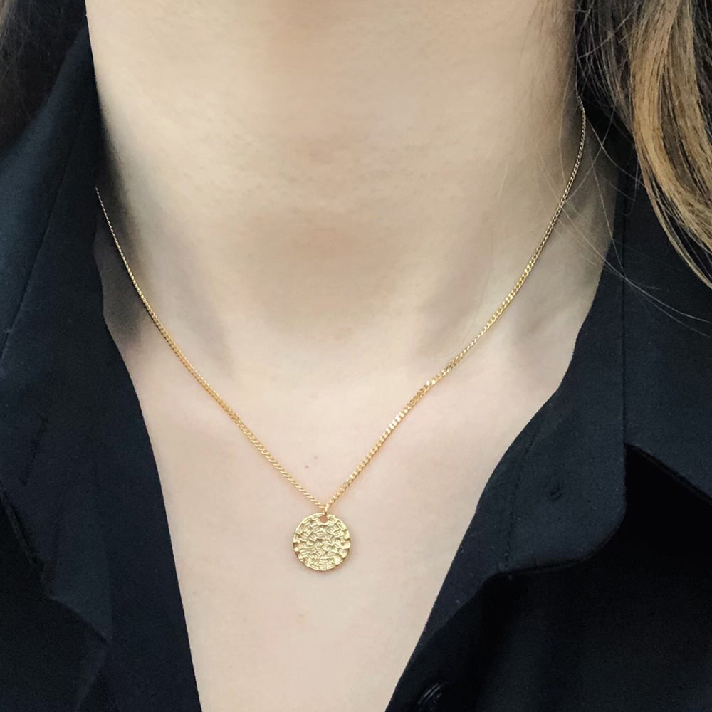 Medallion Coin Disc Charm Vine Chain Necklace