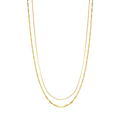 Layered Chain Set String Bar Solid 925 Silver Necklace