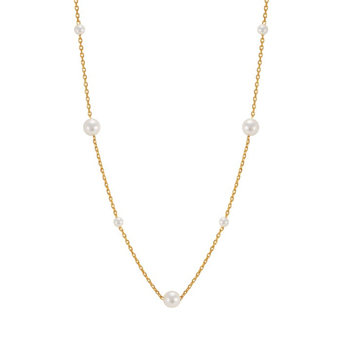 Freshwater Pearl Station Chain Necklace Medium