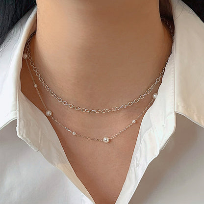 Freshwater Pearl Station Chain Necklace Medium