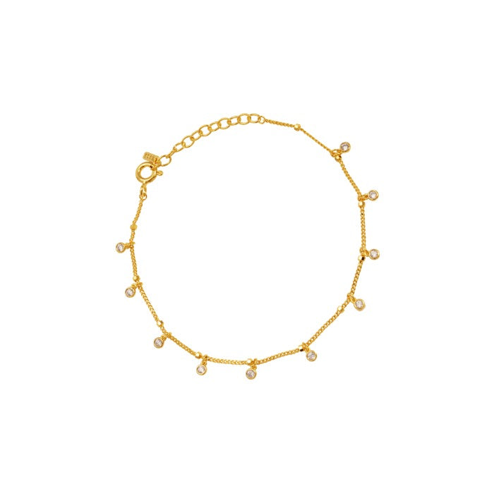 Bezel Cubic Zirconia Charm Station Bracelet