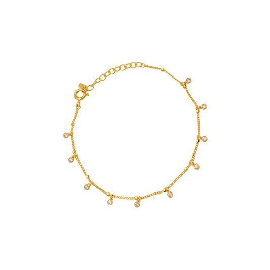 Bezel Cubic Zirconia Charm Station Bracelet