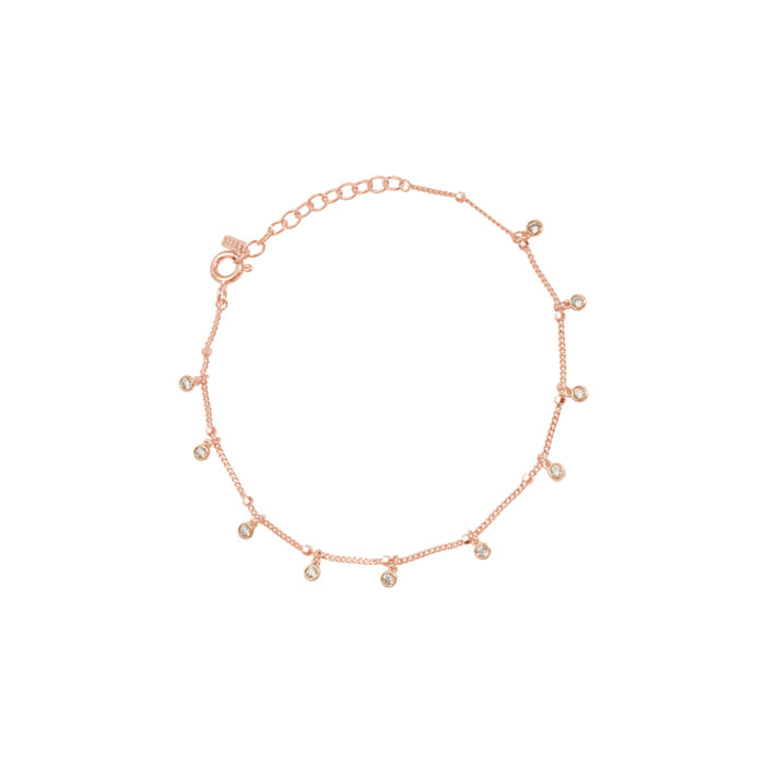 Bezel Cubic Zirconia Charm Station Bracelet