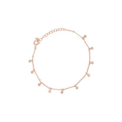 Bezel Cubic Zirconia Charm Station Bracelet