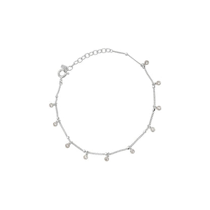 Bezel Cubic Zirconia Charm Station Bracelet