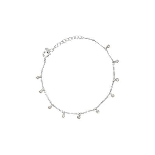Bezel Cubic Zirconia Charm Station Bracelet