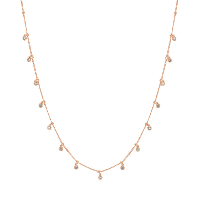 Bezel Cubic Zirconia Charm Station Necklace