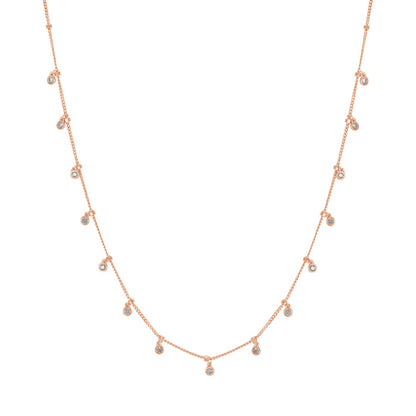 Bezel Cubic Zirconia Charm Station Necklace