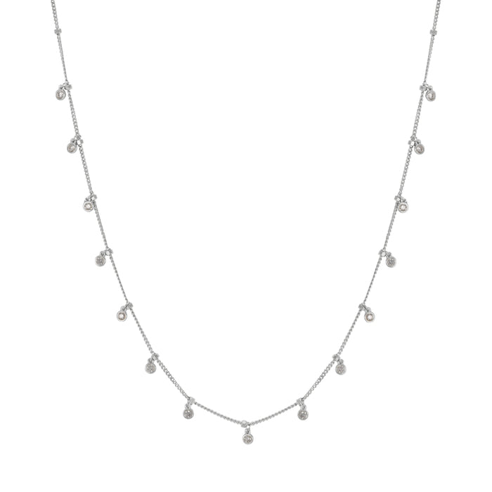 Bezel Cubic Zirconia Charm Station Necklace