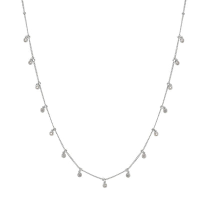 Bezel Cubic Zirconia Charm Station Necklace