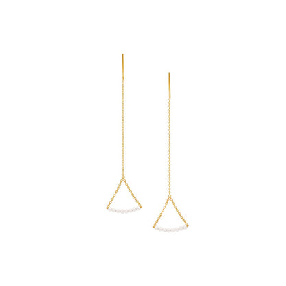 Thread Triangle Mini Pearl Chain Earrings