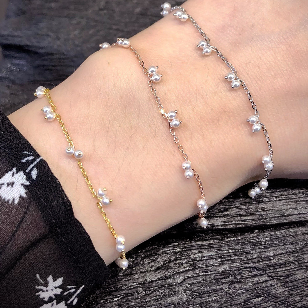 Double Mini Pearl Station 925 Bracelet