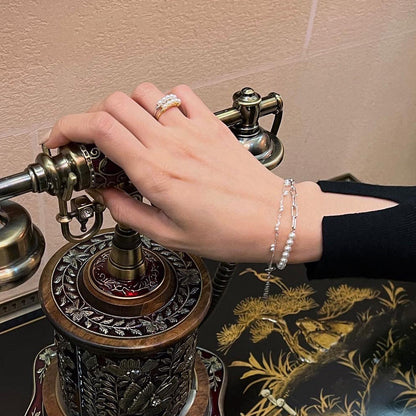 Double Mini Pearl Station 925 Bracelet