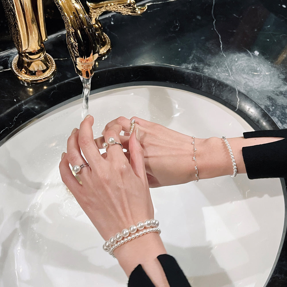 Double Mini Pearl Station 925 Bracelet