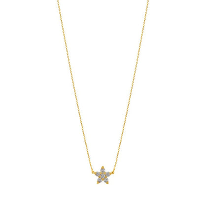 Five Leaves Flower CZ Necklace