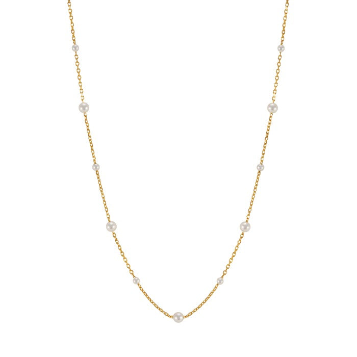 Freshwater Pearl Station Chain Necklace Mini