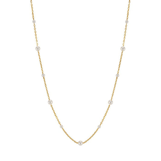 Freshwater Pearl Station Chain Necklace Mini
